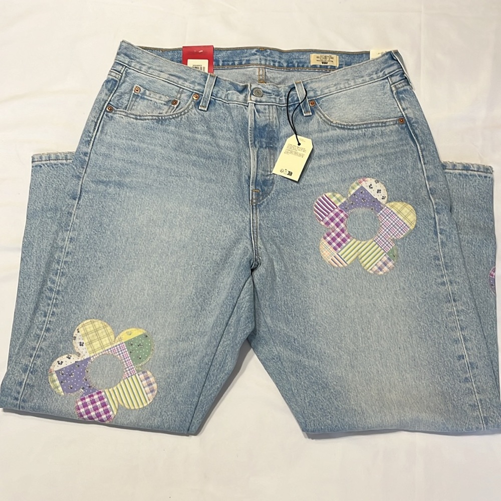 Levis 501 Plus Jeans 150th ANNIVERSARY Patchwork Fresh as a Daisy lite wash NWT - Picture 7 of 16